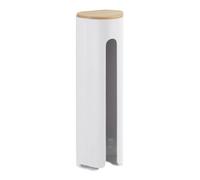 Distributeur Coton Démaquillant Laresa, Range Coton Démaquillant, Fixation Adhésive, Bambou, Plastique - Bambou, 8x25x6,5 Cm, Blanc