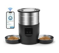 Distributeur Croquettes 2 bols, distributeur de nourriture pour chat de 4,5 litres, télécommande WIFI, double verrouillage