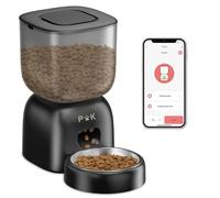 Distributeur Croquettes Chat Automatique, 2.4G WiFi Distributeur Croquettes Chat avec Bols en Acier Inoxydable, Connecté App, Enregistrement Vocal 10S, 10 Repas par Jour, 3L