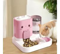 Distributeur Croquettes Chat Automatique 2-en-1 - Mangeoire avec Bol d’Eau 2.2L + 1.5L, Distributeur Eau Chat pour Chatons, Chiens de Petite Taille, Alimentation Continue,Gamelle pour chat, gamelle po