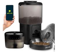 Distributeur Croquettes Chat Automatique 2 en 1 PELUVIO Feast - Distributeur d'eau - Camera - Wi-Fi - 4,5 L - 10 Repas/jour - Noir