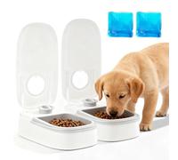 Distributeur Croquettes Chat Automatique, 350ml*2 Distributeur Automatique pour 2 Repas, Mangeoire Automatiques avec Minuterie Et Sac De Glace, Distributeur De Croquettes pour Chats Et Petits Chiens