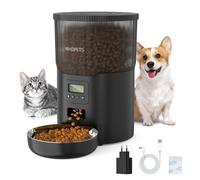 Distributeur Croquettes Chat Automatique 4L®WHD© programmer 6 Repas 40 Portions Enregistrer Vocal 10S Gamelle Chat/Animaux Inox pour