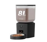 Distributeur Croquettes Chat Automatique, 8L Grande Capacité, 1-6 Repas par Jour, avec Cuve en Acier Inoxydable, Enregistreur Vocal 10s