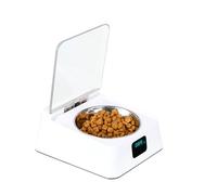 Distributeur Croquettes Chat Automatique,Distributeur Croquettes Chat,Mangeoire de Nourriture Animaux,avec Couvercle Amovible, Affichage Numérique,Bol en Acier Inoxydable