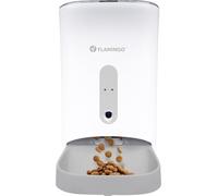 Distributeur croquettes Chat Automatique - Distributeur croquettes Chien - 4,5L avec caméra HD, Audio bidirectionnel et contrôle Via Application - Flamingo Distributeur de Nourriture Omega Blanc