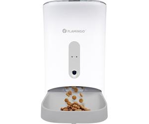 Distributeur croquettes Chat Automatique - Distributeur croquettes Chien - 4,5L avec caméra HD, Audio bidirectionnel et contrôle Via Application - Flamingo Distributeur de Nourriture Omega Blanc