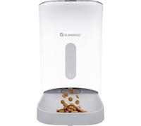 Distributeur croquettes Chat Automatique - Distributeur croquettes Chien - 4 Repas par Jour avec minuterie et Message Vocal - 4,5L - Flamingo Distributeur de Nourriture Odion Blanc
