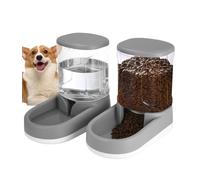 Distributeur Croquettes Chat Automatique, Distributeur Eau Chien, 2 Unités, 3.8 L, Distributeur Automatique de Nourriture et d'eau pour Chat et Chien, pour Petits et Grands Chiens, Chats (Gris)