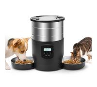 Distributeur Croquettes pour chat avec deux gamelles, 4,5 litres, commande à 5 boutons, lecture vocale, distributeur programmable