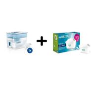 Distributeur d’eau Brita Flow avec 1 cartouche Maxtra Pro 1051126 Bleu + Pack de 2 filtres à eau Brita Maxtra Pro All in 1 Blanc