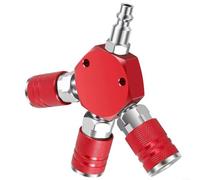 Distributeur d'air comprimé 3 voies 1/4" NPT avec raccords rapides en laiton pour compresseur d'air comprimé Tuyau à air comprimé (rouge)