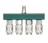 Distributeur D'air Comprimé à 4 Voies - Connecteur Rapide Fileté, Répartiteur Pour Un Raccordement Simple à L'air Comprimé, Raccords Pneumatiques