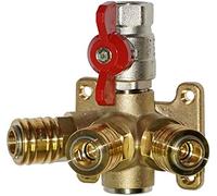 Distributeur d'air comprimé hydraulique Groll 1/2" PN 16, 3 x NW 7.2, robinet à boisseau sphérique avec poignée à bascule 1/2" PN 25, laiton, vanne à boisseau sphérique, 5 ports, équipement