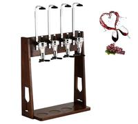Distributeur d'alcool autonome pour 4 bouteilles - Distributeur de boissons de bureau en bois pour bar, pub et restaurant - Porte-bouteille à l'envers