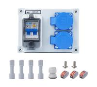 Distributeur d'alimentation Buyw vec protection contre les fuites RCD 50 A 1P + N, boîtier de distribution mural avec interrupteur FI et prises Schuko, étanche IP54(2-Way)