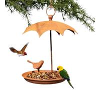 Distributeur d'alimentation en métal pour oiseaux sauvages | Mangeoire à oiseaux sauvages de conception de couleur rouille avec parapluie couvert de pluie pour une utilisation dans