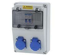 Distributeur d'alimentation Mural Boîte de Distribution électrique à 2 Positions 16A 220-250V Distributeur Mural Boîte électrique Extérieure pour Chantier de Construction 25 X 16 X(220-250V)