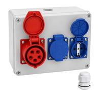 Distributeur D'alimentation Mural, Répartiteur de Courant Mural, Répartiteur Mural 2x 230 V Schuko et prise CEE 16 A pour courant fort, pour Atelier, Répartiteur électrique pour Bâtiment