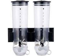 Distributeur d'aliments 2 doubles distributeurs de croquettes muraux, chacun d'une capacité de 1,5L (Noir)