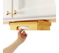 Distributeur d'assiettes en Papier de Bambou 25,5 x 25,5 cm - Support pour Assiettes sous l'armoire - Économie d'espace | Plan de Travail Vertical de l'organisateur de de Papier au Design