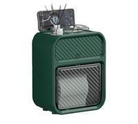 Distributeur d'autocollants muraux en plastique avec double étagère et tiroir coulissant pour accessoires (vert foncé)