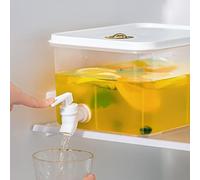 Distributeur de 3 L pour réfrigérateur avec robinets, distributeur d'eau avec couvercle, réutilisable, grand seau à eau glacée pour fruits, jus de fruits, boissons, cocktails, fête en plein air