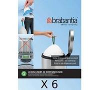 Lot de 6 distributeurs de 40 sacs poubelles 23/30 l blanc code G (dont 1 offert) - Brabantia