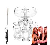 Distributeur de 6 gorges, distributeur de liqueur de 6 verres, carafe à vin et distributeur de shot de bar | Distributeur de liquide réglable, séparateur de liquide pour tasses, distributeur de