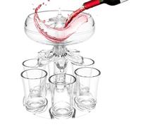 Distributeur de 6 verres à shot et support - Distributeur transparent en acrylique sans contact pour boissons de fête, liqueur, jus de fruits, spiritueux, cidre, whisky, cocktail, accessoires de bar