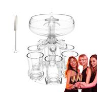 Distributeur de 6 verseurs, distributeur de 6 verres | Séparateur de liquide de tasse | Distributeur de liquide réglable à 6 coupes, verseur de liqueur, distributeur de bar, accessoires élégants