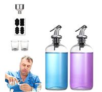 Distributeur de bain de bouche - 473 ml avec bec verseur, entonnoir en acier inoxydable, 2 verres à liqueur et étiquettes - Bouteilles en verre rechargeables pour comptoir de salle de bain