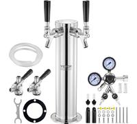 Distributeur de bière Tour à bière, kit de conversion de bière avec deux robinets de soutirage, tour à bière en acier inoxydable avec double mesureur W21.8-régulateur et raccord de fût S-System pour l