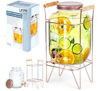 Distributeur à boissons en verre 3,8L avec robinet support doré design