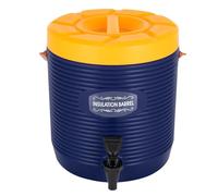 Distributeur de boisson isolé - Distributeur de boissons chaudes et froides - Verseuse isotherme ronde - Récipient isotherme pour boissons avec cônes pour café, lait froid, eau, jus (bleu)