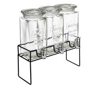 Lot de 3 Distributeurs de Boissons 1,5 L en Bois avec Support Design Moderne