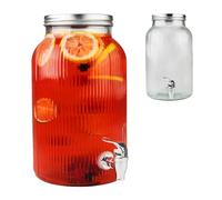 Distributeur de boisson strié avec robinet anti-gouttes - Distributeur d'eau en verre avec couvercle - Distributeur de limonade 6 l