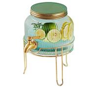 Distributeur De Boissons 2,8L|Distributeur D'eau Avec Couvercle Et Robinet Anti-fuite|Récipient À Jus Pour Mariage,Réunion De Famille,Anniversaire,Robinet En Acier Inoxydable Doré + Support En Fer