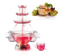 Distributeur De Boissons À 3 Niveaux 220 V/24 W, Fontaine À Boissons De Fête, Capacité De 5,7 L, Avec Base Éclairée Par LED Et 5 Tasses Réutilisables, Pour Fête Familiale À L'hôtel, Mariage