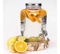 Distributeur de Boissons avec Robinet Anti-Goutte - Distributeur d'eau en Verre avec Couvercle - Distributeur de Limonade 4 L