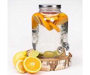 Distributeur de Boissons avec Robinet Anti-Goutte - Distributeur d'eau en Verre avec Couvercle - Distributeur de Limonade 4 L