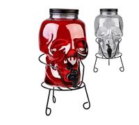 Distributeur de Boissons avec Robinet Anti-Goutte - Distributeur d'eau en Verre avec Couvercle et Support - Distributeur de Limonade Crâne Sombre 5L