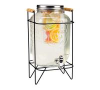 Distributeur de Boissons avec Robinet Anti-Gouttes - Distributeur d'eau en Verre avec Support et Couvercle - Distributeur de Limonade 8 L
