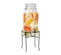 Distributeur de Boissons avec Robinet Anti-Gouttes - Distributeur d'eau en Verre avec Support et Couvercle - Distributeur de Limonade 4 L