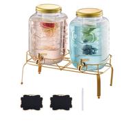 Distributeur de Boissons Capacité de 8 L 2PCs-VEVOR-Fontaine à Eau en Verre-Distribution d’Eau Jus Limonade Thé Glacé