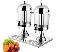 Distributeur de boissons commercial, distributeur de jus chauds et froids, avec bac à glaçons central et plateau récupérateur de gouttes, pour bière, jus et boissons froides. Silver-Doublehead