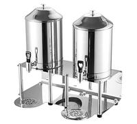 Distributeur de boissons commercial en acier inoxydable avec récipient à double réservoir, distributeurs jus chaudes et froides 16 L robinet sans fuite(Stainless Steel)
