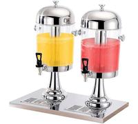 Distributeur de boissons, distributeur de jus et de boissons fraîches avec robinet, distributeur d'eau en acier inoxydable, idéal for les fêtes, barbecues, réceptions mariage(Silver,Double head)
