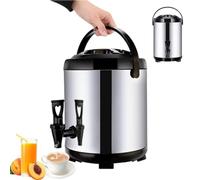 Distributeur de boissons, Distributeur d'eau chaude en acier inoxydable 304, bouilloire, chaudière, chauffe-café, avec couvercle et robinet, seau à thé au lait, baril isolé(20L)