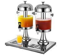Distributeur de Boissons Double en Acier Inoxydable avec bac de récupération et Robinet Anti-Fuite, Distributeur Commercial de jus de Fruits froids 16 L